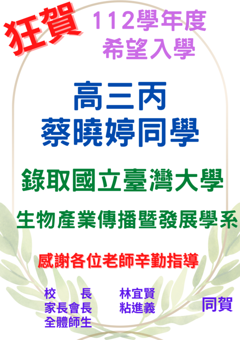 【賀!】🎉112學年特殊選才榜單圖片
