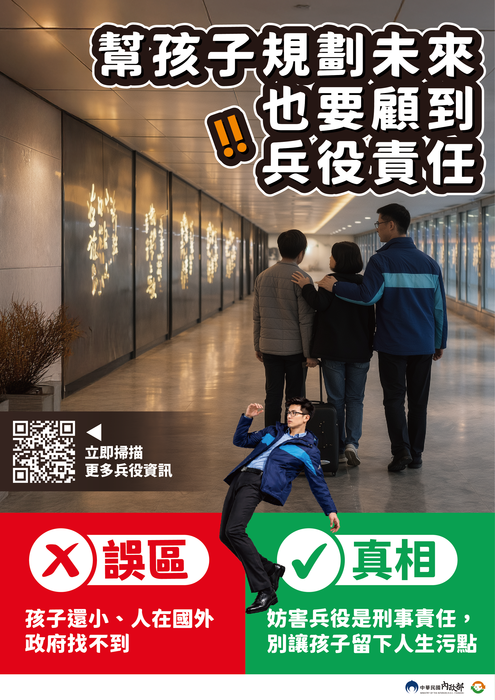 教育部國民及學前教育署檢送教育部函轉內政部防制妨害兵役電子版宣導資料圖片