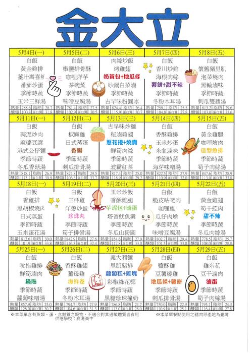 鹿港高中115年5月團膳菜單圖片