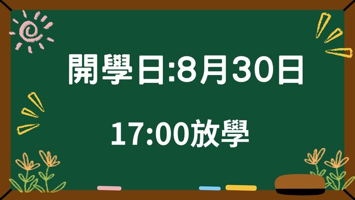 113-1學期開學日(8/30)放學時間為下午五點圖片