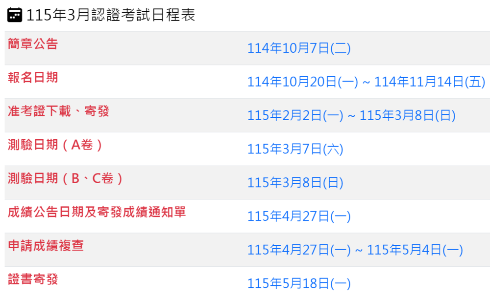教育部115年3月臺灣台語語言能力認證考試圖片